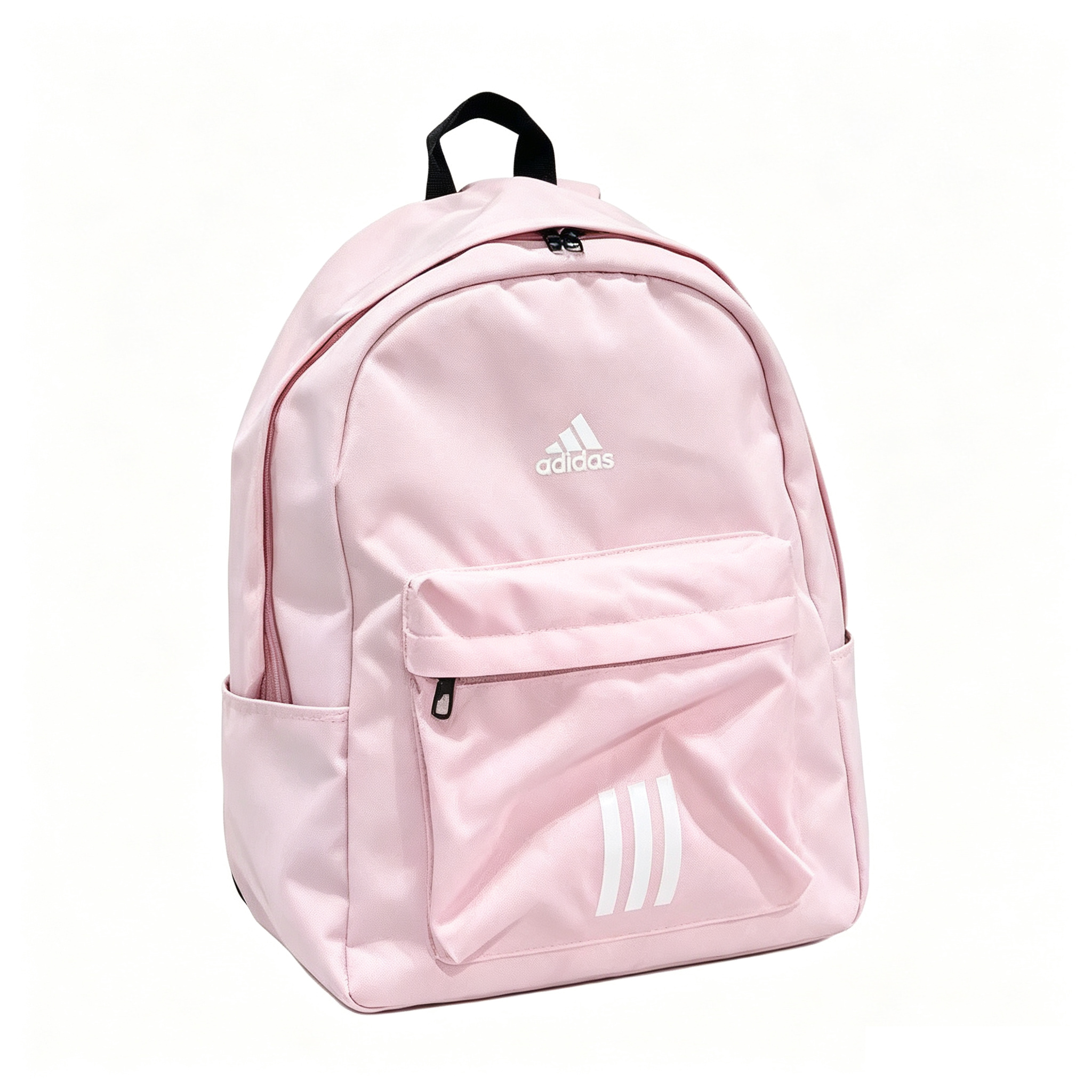 Light Pink Classic Backpack White Logo Lightweight Student Travel Laptop Daypack