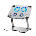 Foldable Aluminum Desktop Stand, 4‑Fan Lifting Cooling Radiator for Tablet & Small‑Size Laptops