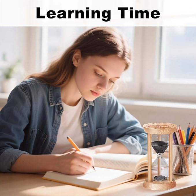 30 Minute Hourglass, 30 Min Wooden Sand Timer, Wood Sand Watch, One Minute Mini Hour Glass, Reloj De Arena, Small Sandglass for Toothbrush Timer, Cooking, Decorative, Work, Game, Gift, Black
