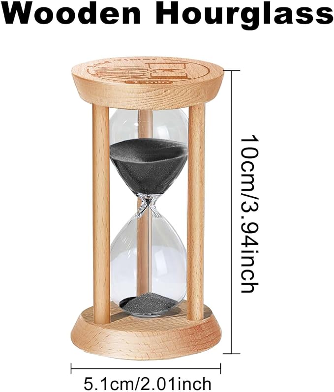 20 Minute Hourglass, 20 Min Wooden Sand Timer, Wood Sand Watch, Three Minute Mini Hour Glass, Reloj De Arena, Small Sandglass for Toothbrush Timer, Cooking, Decorative, Work, Game, Gift, Black