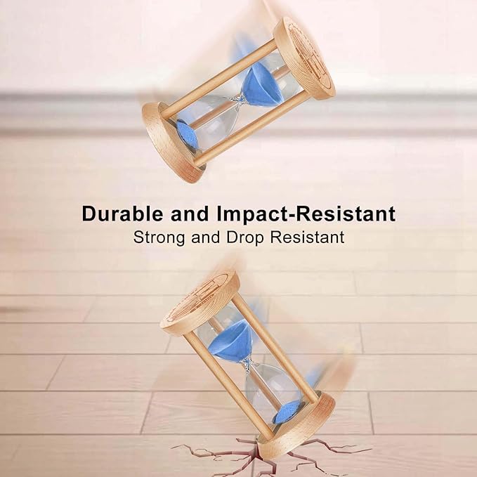 1 Minute Sand Timer, 1 Min Wooden Hourglass, Wood Mini Sand Clock, One Minute Sandglass, Reloj De Arena, Small Hour Glass for Toothbrush Timer, Kitchen, Desk Decor, Work, Game, Gift, Blue