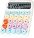 Mechanical Switch Calculator with Big Buttons, Calculators Desktop | 12 Digits, Large LCD Display, Desk Calculator, Cute White Calculators for Teachers Students Basic Office (White)